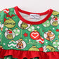 Green grinch print girl ruffle bubble