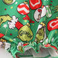 Green grinch print girl ruffle bubble