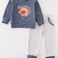 Gray stripe turkey applique boy set