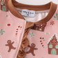 Pink christmas gingerbread girl ruffle zip romper