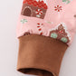 Pink christmas gingerbread girl ruffle zip romper