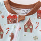 Blue christmas gingerbread boy zip romper