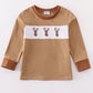 Brown deer embroidery boy top