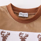 Brown deer embroidery boy bubble