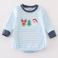 Blue christmas santa reindeer tree embroidery boy bubble