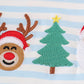 Blue christmas santa reindeer tree embroidery boy bubble