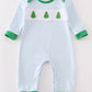 Green christmas tree embroidery boy romper