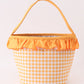 Pumpkin applique checkered ruffle candy bucket