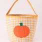 Pumpkin applique checkered candy bucket