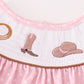 Pink dot smocked western embroidery girl set