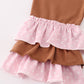 Pink dot smocked western embroidery girl set