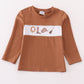 Brown dot smocked western embroidery boy top