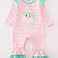 Pink stripe christmas santa claus applique girl romper