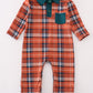 Orange plaid boy romper