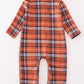 Orange plaid boy romper