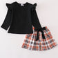 Rust plaid ruffle skirt set