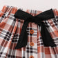 Rust plaid ruffle skirt set