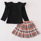 Rust plaid ruffle skirt set