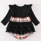 Rust plaid girl ruffle bubble