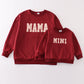 Maroon MAMA&MINI applique fleece mom&me sweatshirt