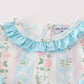 Blue floral print ruffle girl bubble