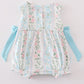 Blue floral print ruffle girl bubble