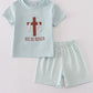 Easter he is risen embroidery boy set