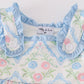 Pink blue floral print smocked girl bubble