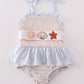 Khaki shells starfish french knot girl swimsuit