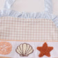 Khaki shells starfish french knot girl swimsuit