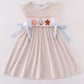 Khaki shells starfish french knot girl dress