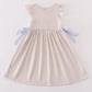 Khaki shells starfish french knot girl dress