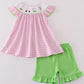 Pink golf embroidery gingham girl set