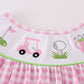 Pink golf embroidery gingham girl set