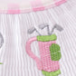 Pink golf embroidery gingham girl set