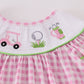 Pink golf embroidery gingham girl dress