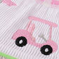 Pink golf embroidery gingham girl dress