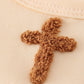 Beige easter cross french knot girl dress