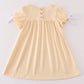 Beige easter cross french knot girl dress