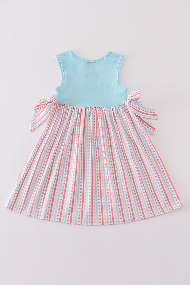 Blue whale embroidery girl dress