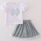 White crab applique girl skorts set