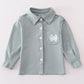 Blue crab embroidery boy button down shirt