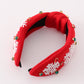 Red christmas snowflake embroidery adults headband