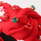 Red christmas snowflake embroidery adults headband