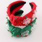 Red christmas snowflake embroidery adults headband