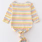 Multicolored stripe baby gown set