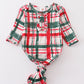 Green plaid hairband baby gown