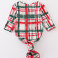 Green plaid hairband baby gown