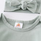 Sage head band baby gown