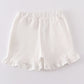 Cream basic ruffle shorts